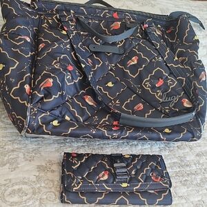 Lug Quilted Cabby Black and Multicolor Travel Bag Set